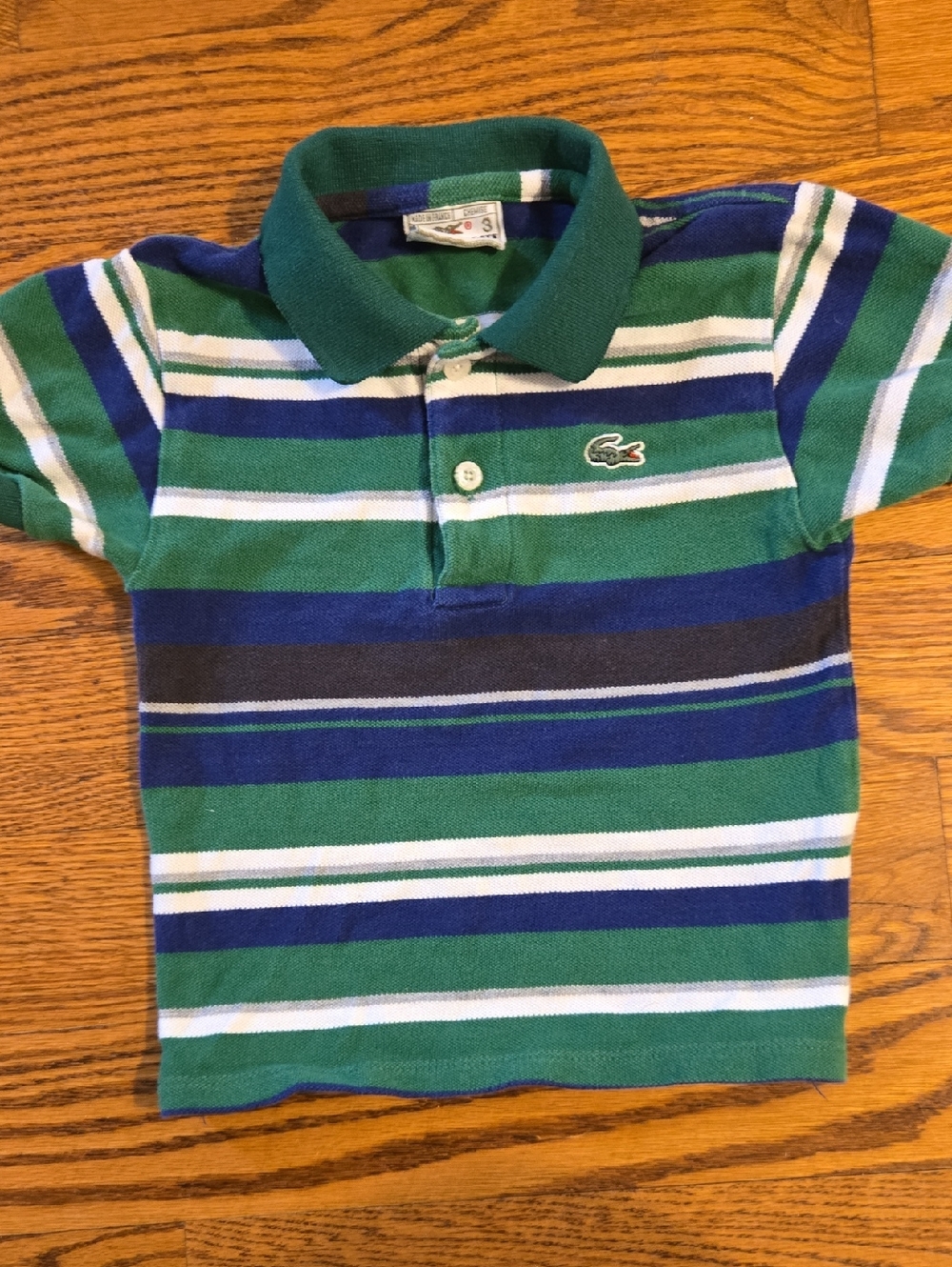 Lacoste Green, Blue & White Striped Polo